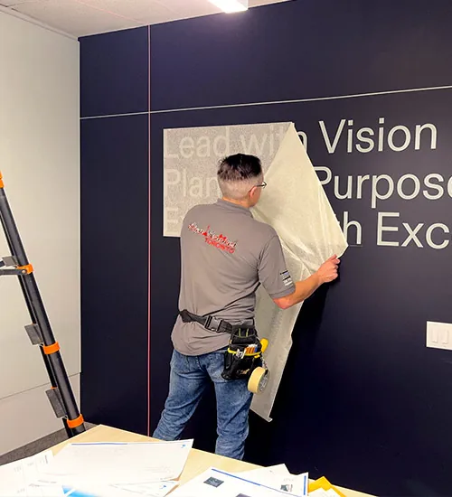 VPremasked cut vinyl graphic installation. Toronto